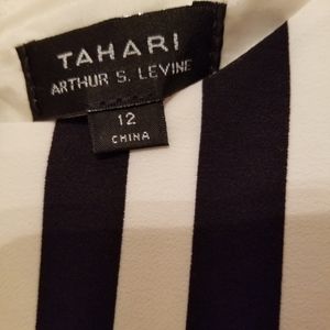 Dress, Tahari Brand,  Size 12, black and white vertical and horizontal stripes.